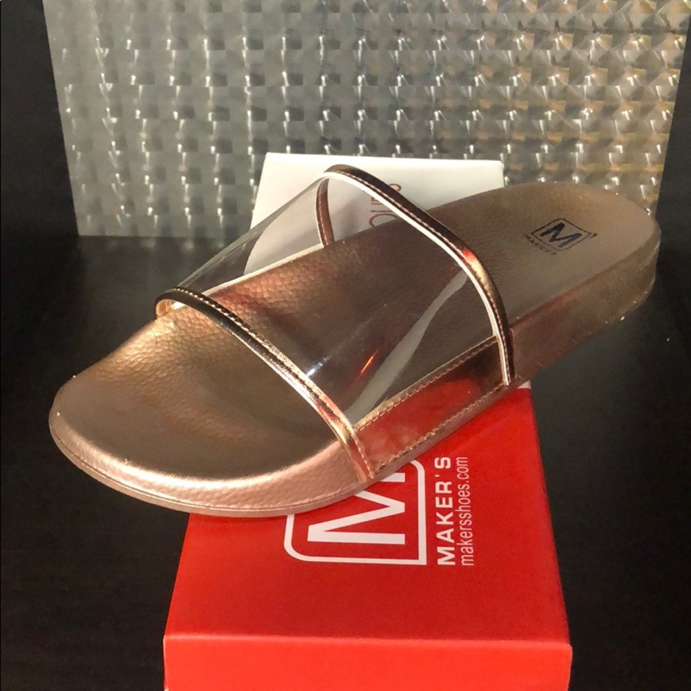Rosegold Slides Clear Slides Flip Flops Sandals - Picture 2 of 6